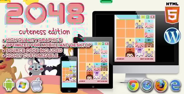 2048 cuteness edition html5 skill game gplpixel.jpg