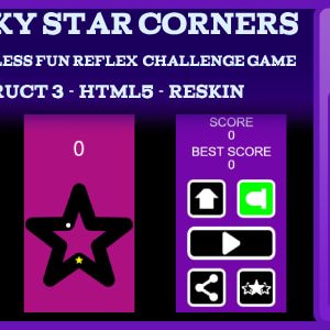 2D Tricky Star Corners Addictive Endless Fun Reflex Challenge Game -Construct 3 - Html5 -Reskin