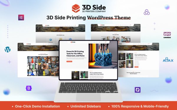 3D Side Printing Elementor WordPress Theme - Image 1