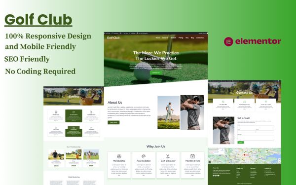 A Dynamic Golf Club WordPress Theme Crafted with the Versatility of Elementor Page Builder - Image 1