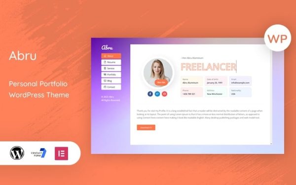 Abru - Personal and Portfolio WordPress Theme - Image 1