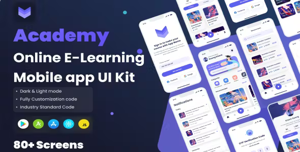 Academy online e learning app react native cli ui kit codermarket.png