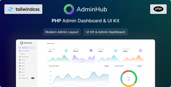 Adminhub php tailwind admin dashboard template gplpixel.png