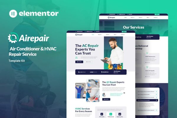 Airepair - Air Conditioner Repair Service Elementor Template Kit - Image 1