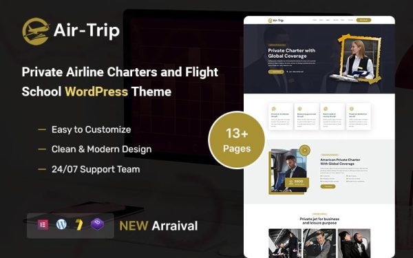 Airtrip - Private Airline Charters and Flight School WordPress Theme - Image 1