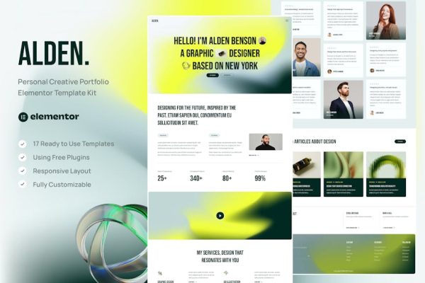 Alden - Personal Creative Portfolio Elementor Template Kit .0 - Image 1