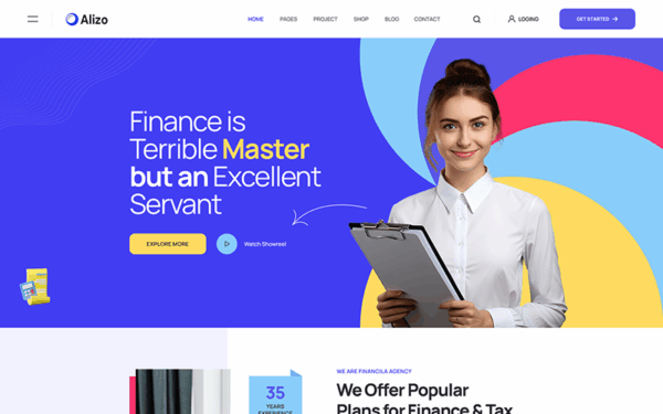 Alizo - Business & Finance WordPress Theme - Image 1