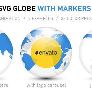 Animated SVG Globe with Markers and Logos