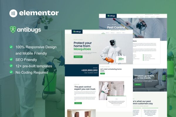 Antibugs - Pest Control Service Elementor Template Kit - Image 1