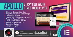 Apollo sticky full width html audio player elementor widget addon v22 .jpg