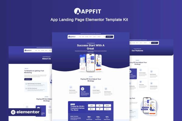 Appfit - App Landing Page Elementor Pro Template Kit - Image 1