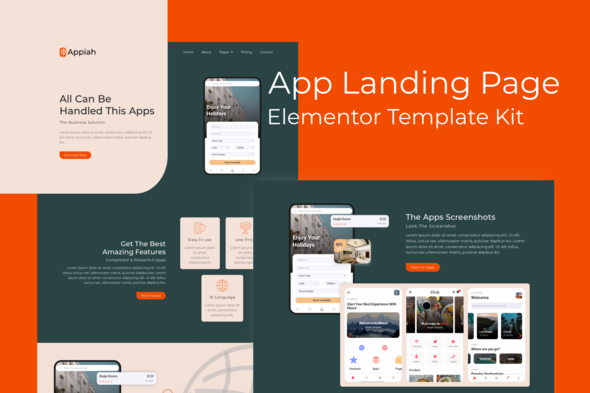 Appiah app landing page elementor template kit gplpixel 1.png