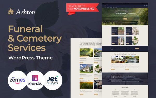 Ashton - Funeral & Cemetery Services WordPress Theme - Image 1