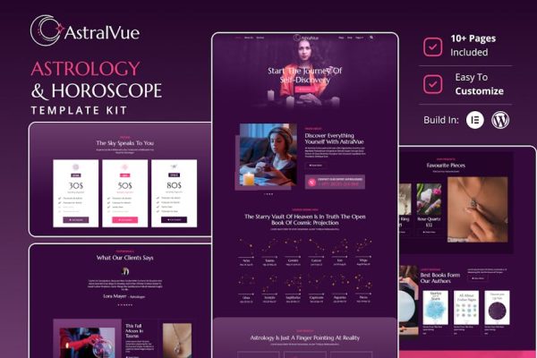 AstralVue - Astrology & Horoscope Elementor Template Kit - Image 1