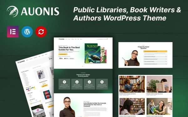Auonis - Public Libraries, Book Writers, and Authors WordPress Theme - Image 1
