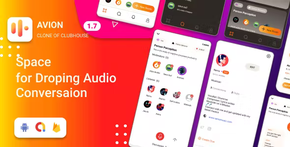 avion-social-audio-app-clone-of-clubhouse-social-networking-app-with-admob.png Avion Social Audio App Clone of Clubhouse social networking app with admob ads, Social Media app - Image 1