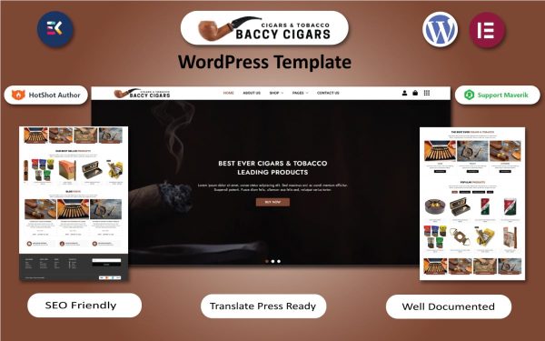 Baccy Cigars - Cigars & Tobacco WordPress Elementor Template - Image 1