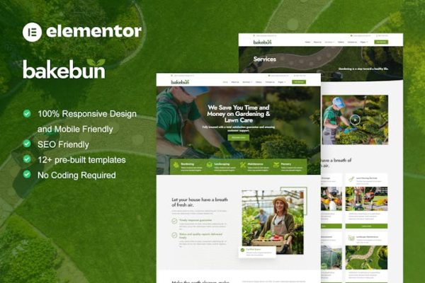 Bakebun - Landscape & Gardening Elementor Template Kit - Image 1