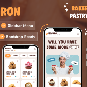Bakeron - Cakes & Pastry Shop Mobile App Template (Bootstrap + PWA)