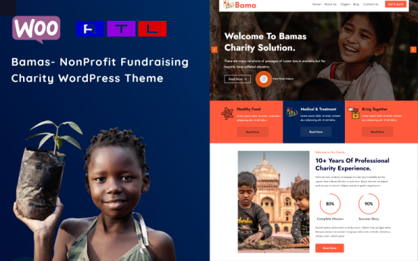 Bamas - NonProfit Fundraising Charity WordPress Theme - Image 1