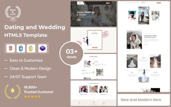 BanieLorie – Dating and Wedding Photography HTML Template Website Template - Image 1