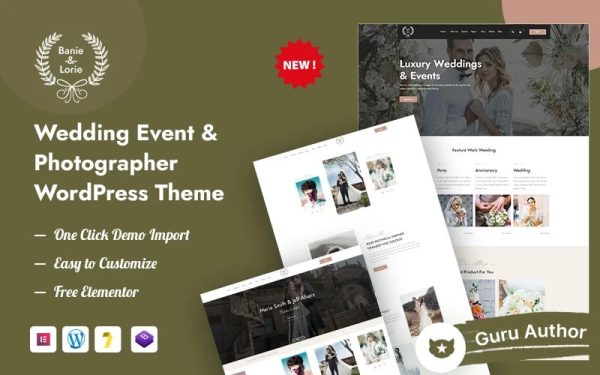 BanieLorie – Wedding Event & Photographer WordPress Theme - Image 1