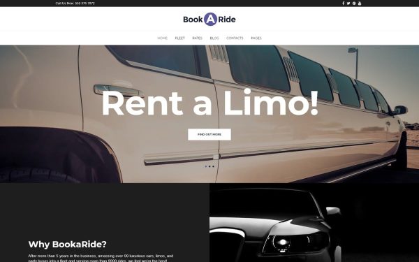 BookaRide - Limousine Car Rental Services WordPress Theme - Image 1