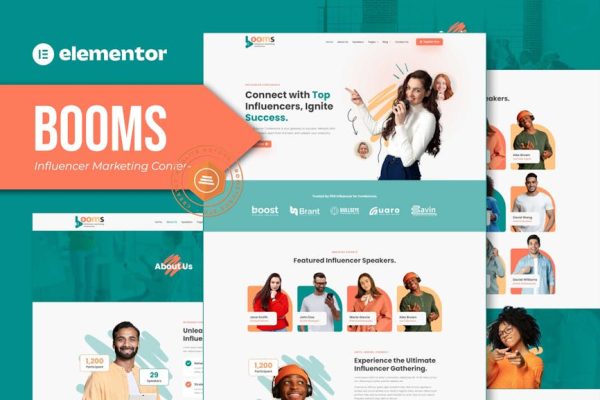 Booms - Influencer Marketing Conference Elementor Template Kit - Image 1