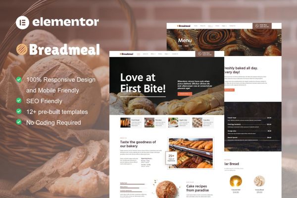 BreadMeal - Bakery & Cake Elementor Template Kit - Image 1