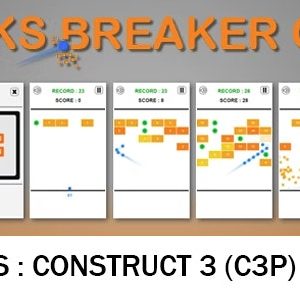 Bricks Breaker Game (Construct 3 | C3P | HTML5) Bricks Blaster Endless Game