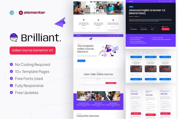 Brilliant - Online Course Elementor Pro Template Kit - Image 1