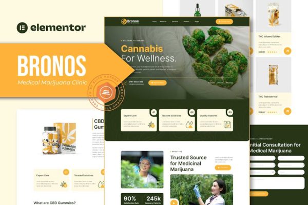 Bronos - Medical Marijuana Elementor Template Kit - Image 1