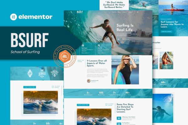 Bsurf - Surfing School Elementor Template Kit - Image 1