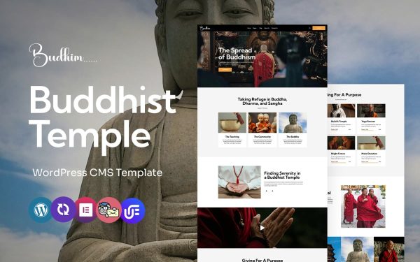 Budhim - Buddhist Temple Multipurpose WordPress Elementor Theme - Image 1