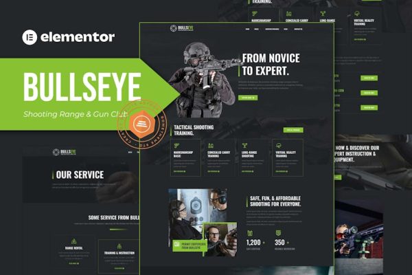 Bullseye - Shooting Range & Gun Club Elementor Template Kit - Image 1