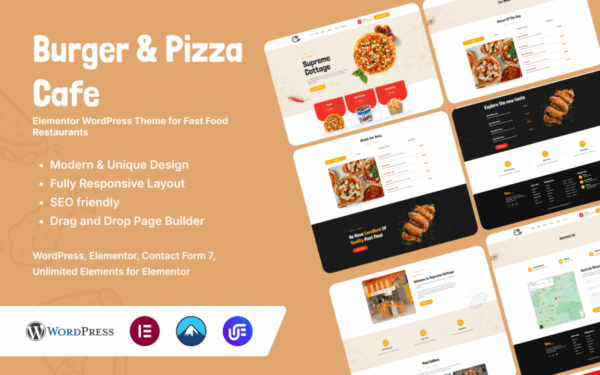 Burger & Pizza Cafe - Elementor WordPress Theme for Fast Food Restaurants - Image 1