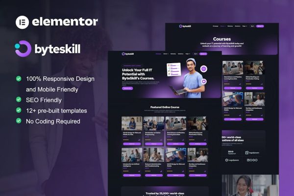 ByteSkill - IT Online Course & Education Elementor Pro Template Kit - Image 1