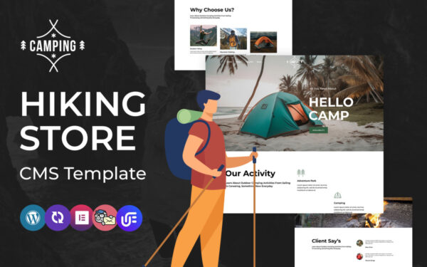Camping - hiking, camping and adventure WordPress Elementor CMS Template - Image 1