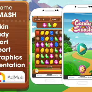 Candy Smash - Match 3 Game Android Studio Project with AdMob Ads + Ready to Publish