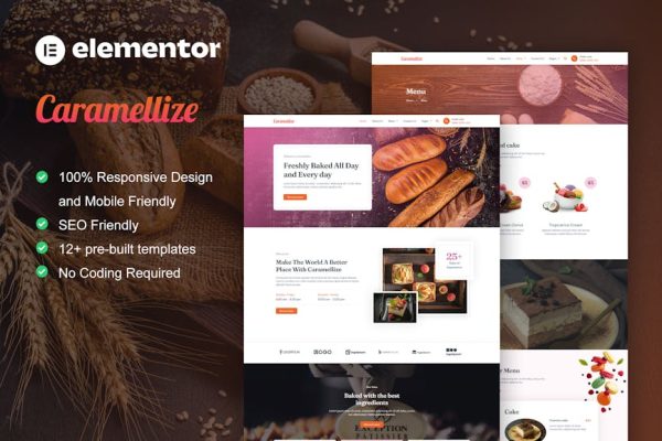Caramellize - Bakery & Pastry Elementor Pro Template Kit - Image 1