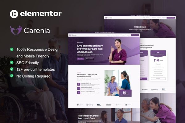 Carenia - Home Care & Private Nursing Services Elementor Template Kit - Image 1