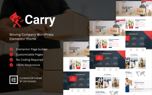 Carry - Moving Company WordPress Elementor Theme - Image 1