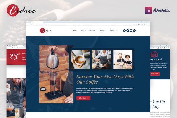 Cedric - Coffee & Beverages Elementor Template Kit - Image 1