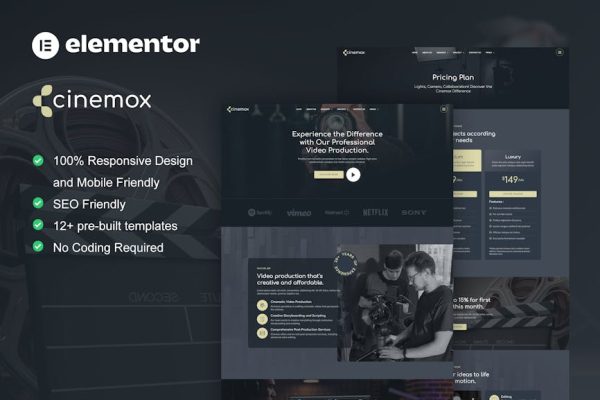 Cinemox - Video Production Company Elementor Pro Template Kit - Image 1