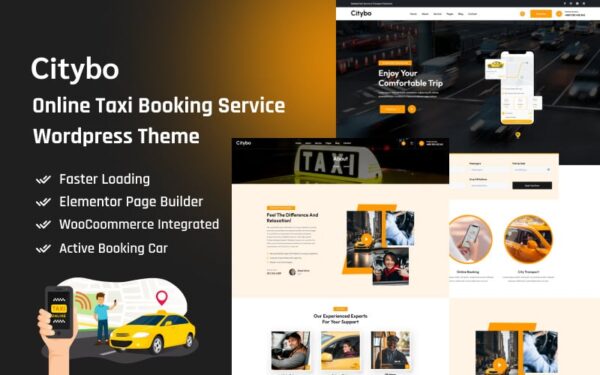 Citybo - Online Taxi Booking Service Wordpress Theme - Image 1