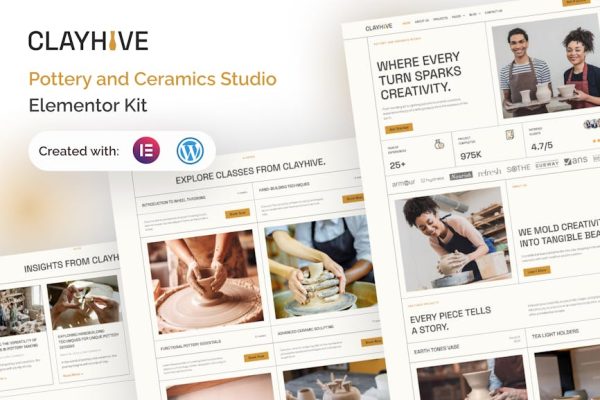 ClayHive - Pottery & Ceramics Studio Elementor Kit - Image 1