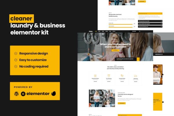 Cleaner - Laundry Business Elementor Template Kit - Image 1