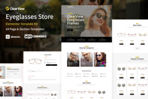 Clearview eyeglasses eyewear store woocommerce elementor template kit .png