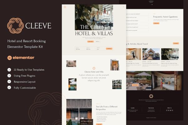 Cleeve - Hotel and Resort Booking Elementor Template Kit - Image 1