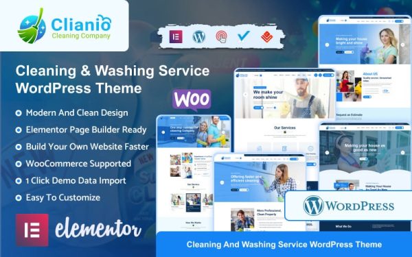 Clianio - Cleaning Services WordPress Theme - Image 1